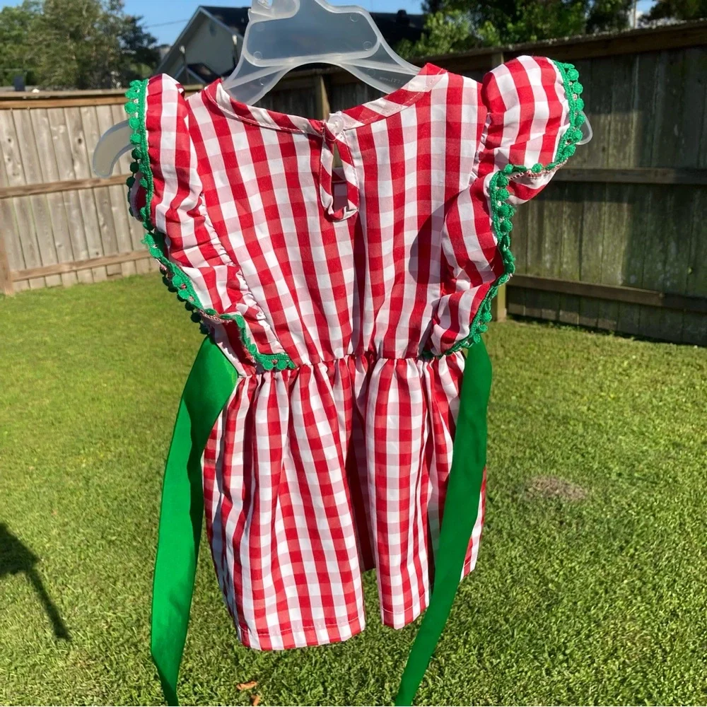Red and white plaid with green trim Watermelon dress Unbranded VGUC XS